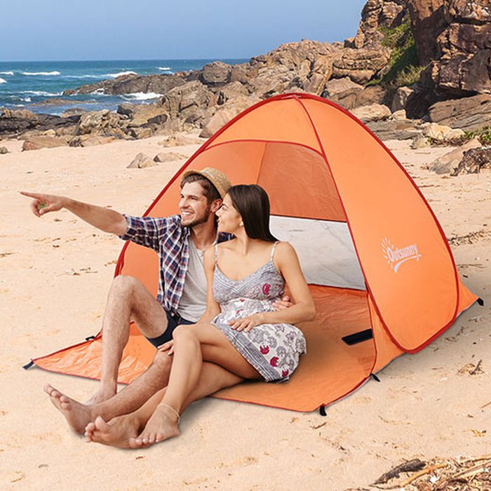 The Range | Outsunny Portable Instant Pop up Beach Camping Tent - Orange Outsunny Portable Instant Pop up Beach Camping Tent - Orange
