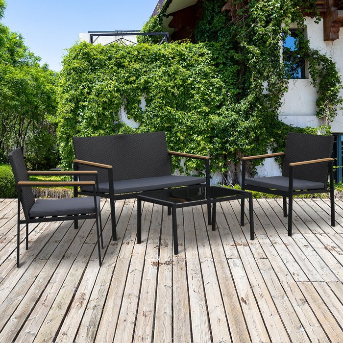 The Range | Outsunny Outsunny 4-piece Cushioned Outdoor Rattan Wicker Chair And Loveseat Furniture Set Outsunny Outsunny 4-piece Cushioned Outdoor Rattan Wicker Chair And Loveseat Furniture Set
