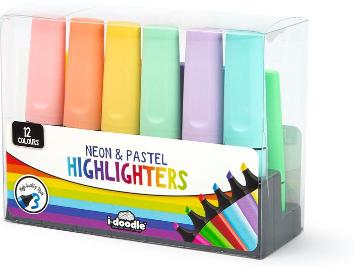 The Range | i-doodle Pack of 12 Neon and Pastel Highlighters i-doodle Pack of 12 Neon and Pastel Highlighters