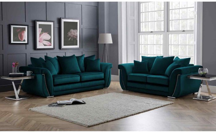 The Range | Simply Eleganza Luca 3 Plus 2 Seater Scatterback Sofa Set - Emerald Simply Eleganza Luca 3 Plus 2 Seater Scatterback Sofa Set - Emerald