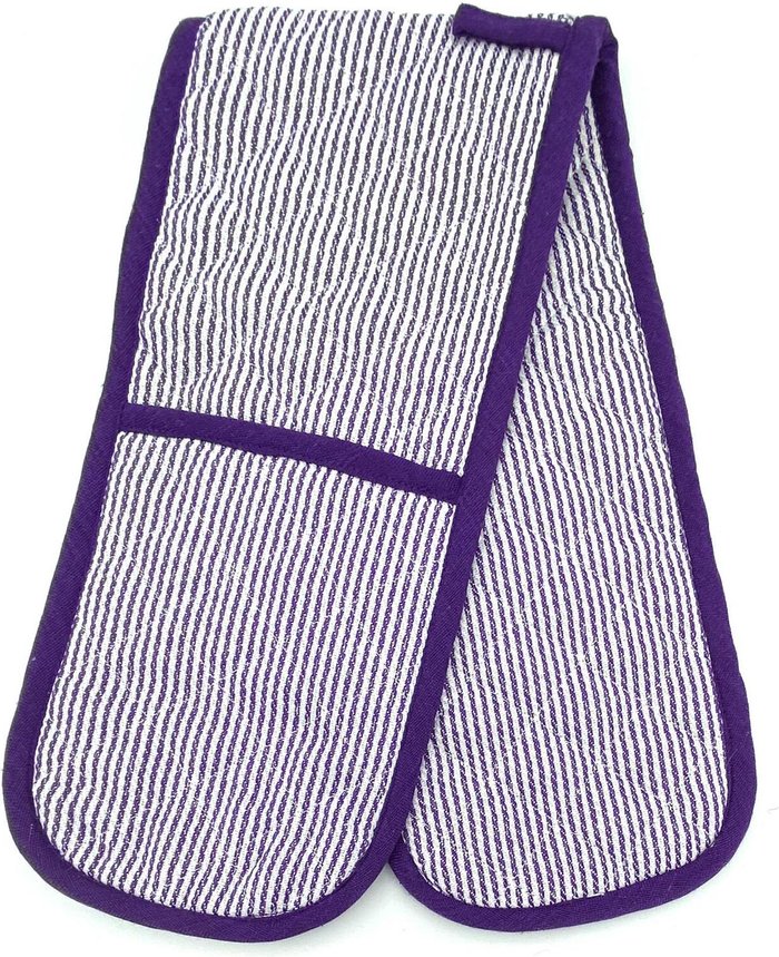 The Range | Heat Resistant Double Oven Gloves - Purple Stripe Double Heat Resistant Double Oven Gloves - Purple Stripe Double