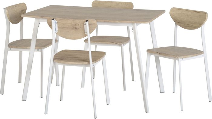 The Range | Seconique Riley Large Dining Table Set - White, Light Oak Seconique Riley Large Dining Table Set - White, Light Oak
