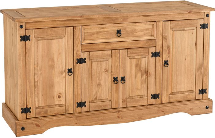 The Range | Seconique Corona 4 Door 1 Drawer Sideboard - Distressed Waxed Pine Seconique Corona 4 Door 1 Drawer Sideboard - Distressed Waxed Pine