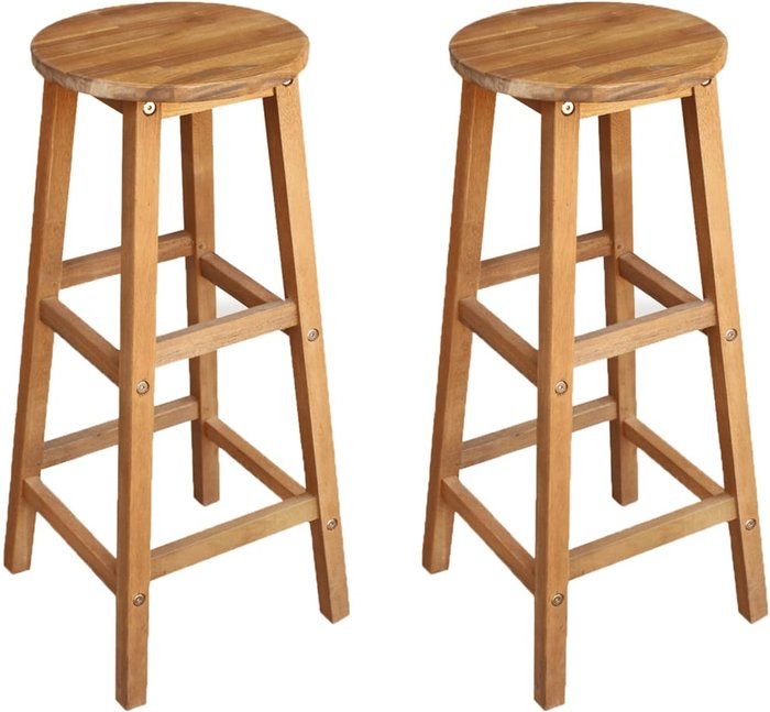 The Range | 2 Wooden Pub Garden Bistro Kitchen Breakfast Bar High Stools - Brown 2 Wooden Pub Garden Bistro Kitchen Breakfast Bar High Stools - Brown