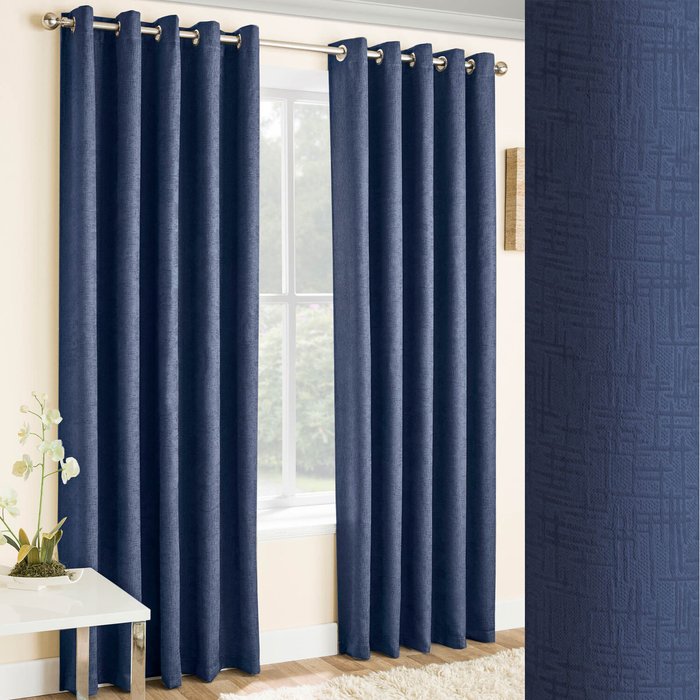 The Range | Enhanced Living Pair of Vogue Eyelet Thermal Dimout Curtains - Navy Enhanced Living Pair of Vogue Eyelet Thermal Dimout Curtains - Navy