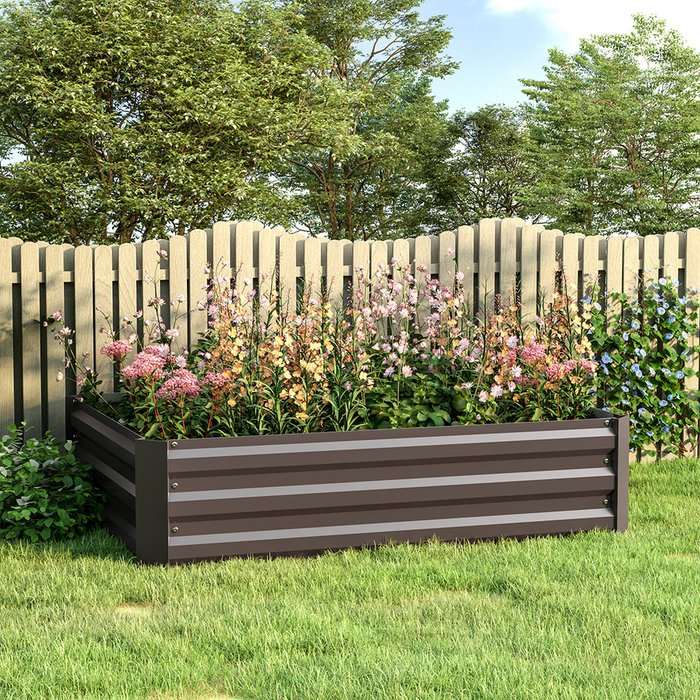 The Range | Livingandhome Metal Raised Garden Bed - Brown / 120cm Livingandhome Metal Raised Garden Bed - Brown / 120cm
