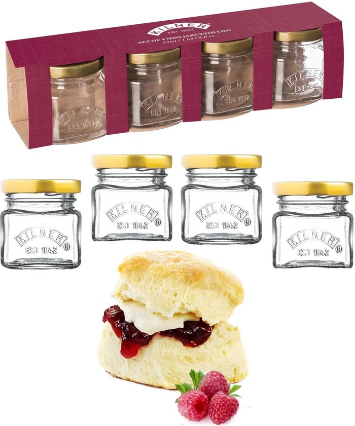 The Range | Kilner 4 Mini Kilner Glass Jars Square with Lids 55ml - Clear Kilner 4 Mini Kilner Glass Jars Square with Lids 55ml - Clear