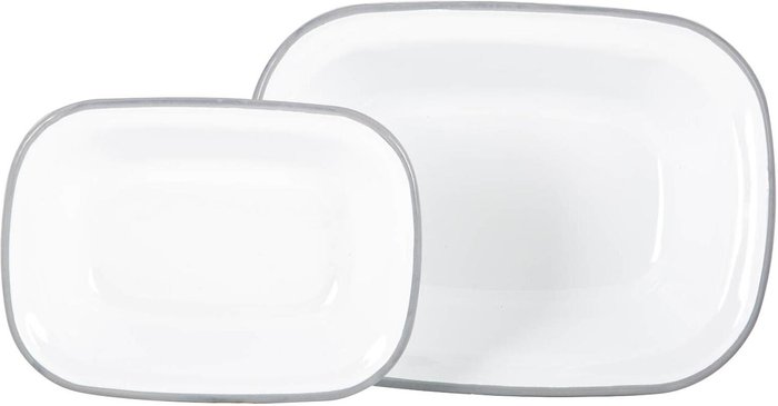 The Range | Argon Tableware White Enamel Pie Dishes 2pc Set - Grey Argon Tableware White Enamel Pie Dishes 2pc Set - Grey