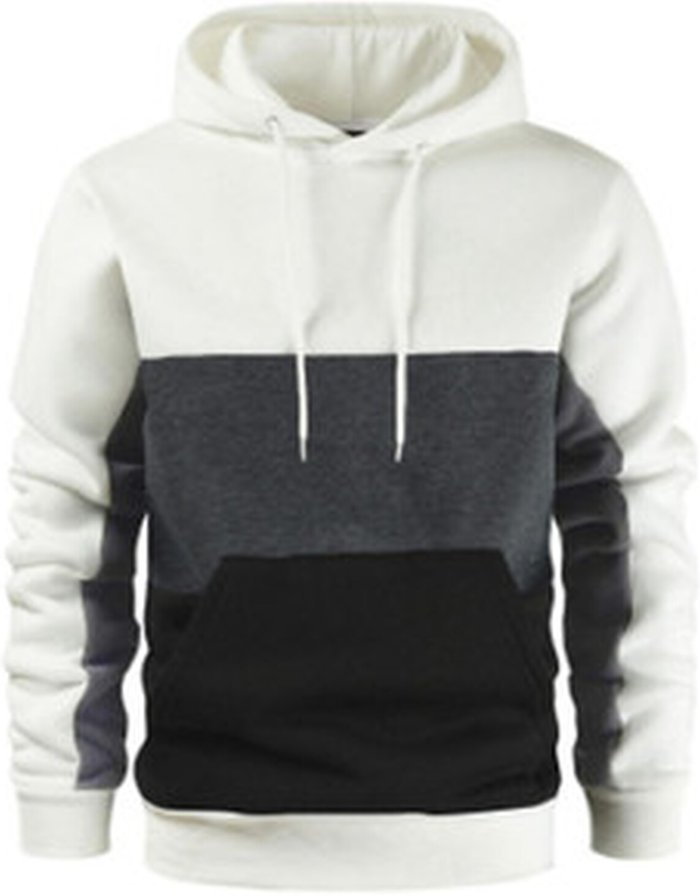 The Range | Men's Fashion Colour Block Sweater Hoodie - White Men's Fashion Colour Block Sweater Hoodie - White