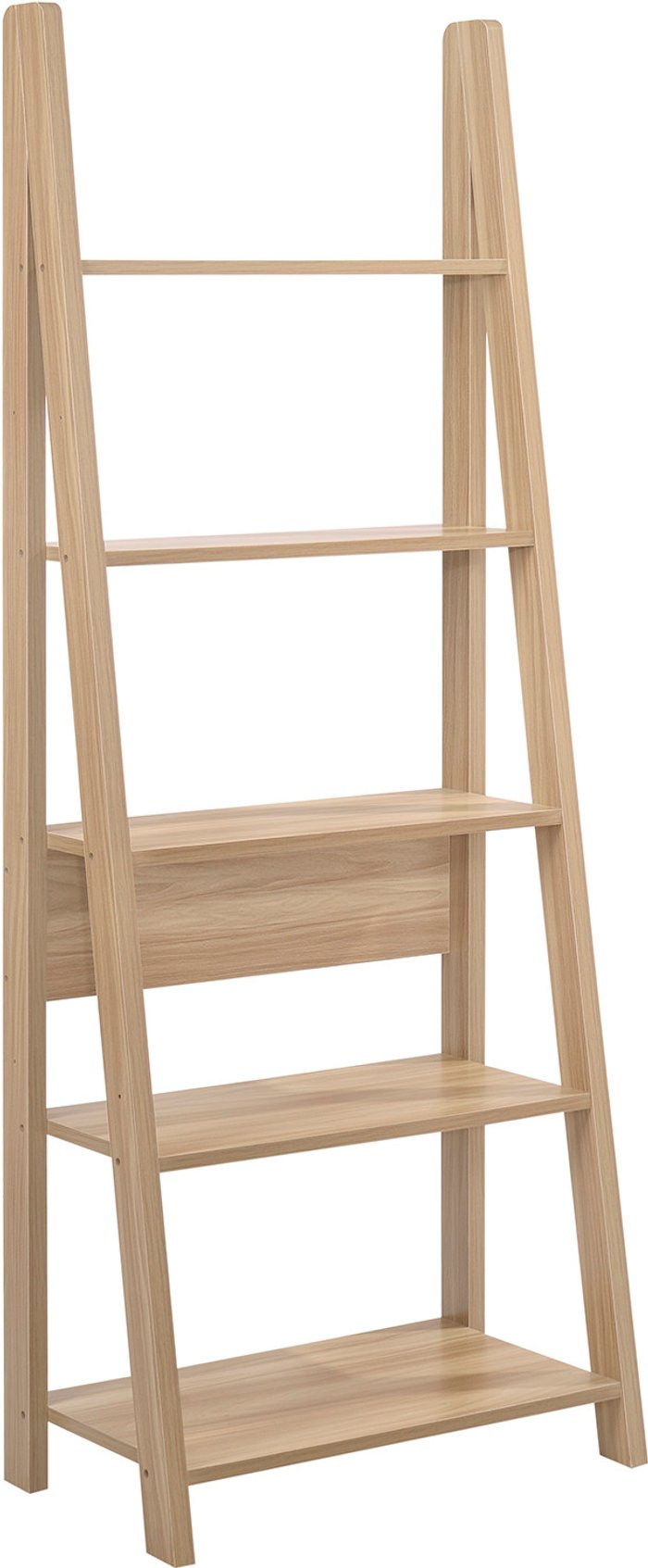The Range | Riva 5 Tier Ladder Bookcase Light Oak Effect Riva 5 Tier Ladder Bookcase Light Oak Effect