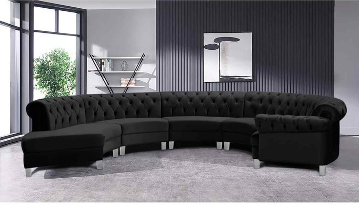 The Range | Simply Eleganza Lynda Chesterfield Large Sofa Velour Fabric with Buttons - Black Simply Eleganza Lynda Chesterfield Large Sofa Velour Fabric with Buttons - Black