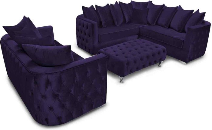 The Range | Simply Eleganza Julia Sofa Set 3 Seater Sofa with Corner and Footstool - Blue Simply Eleganza Julia Sofa Set 3 Seater Sofa with Corner and Footstool - Blue