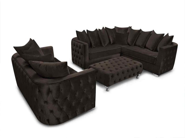 The Range | Simply Eleganza Julia Sofa Set 3 Seater Sofa with Corner and Footstool - Brown Simply Eleganza Julia Sofa Set 3 Seater Sofa with Corner and Footstool - Brown