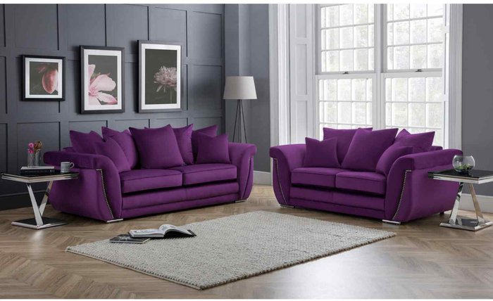 The Range | Simply Eleganza Luca 3 Plus 2 Seater Scatterback Sofa Set - Boysenberry Simply Eleganza Luca 3 Plus 2 Seater Scatterback Sofa Set - Boysenberry