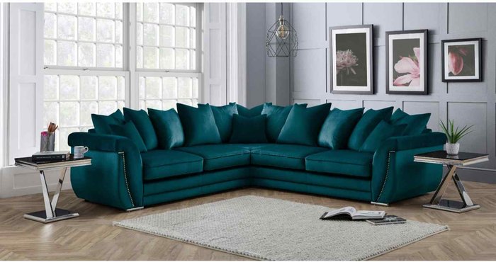 The Range | Simply Eleganza Luca Scatterback Large Corner Sofa - Green Simply Eleganza Luca Scatterback Large Corner Sofa - Green