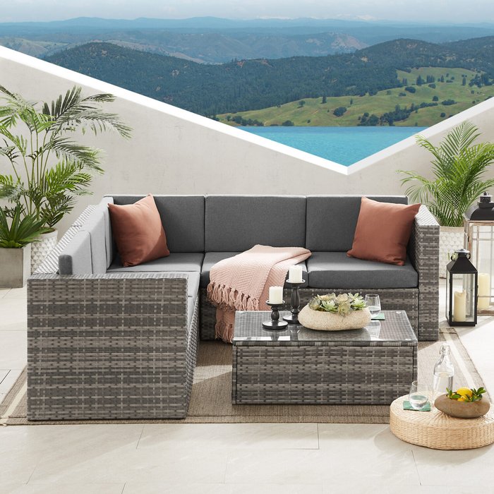 The Range | Outdoor Living Outdoor Living Tatton Grey 6 Seat Modular Corner Rattan Set Outdoor Living Outdoor Living Tatton Grey 6 Seat Modular Corner Rattan Set