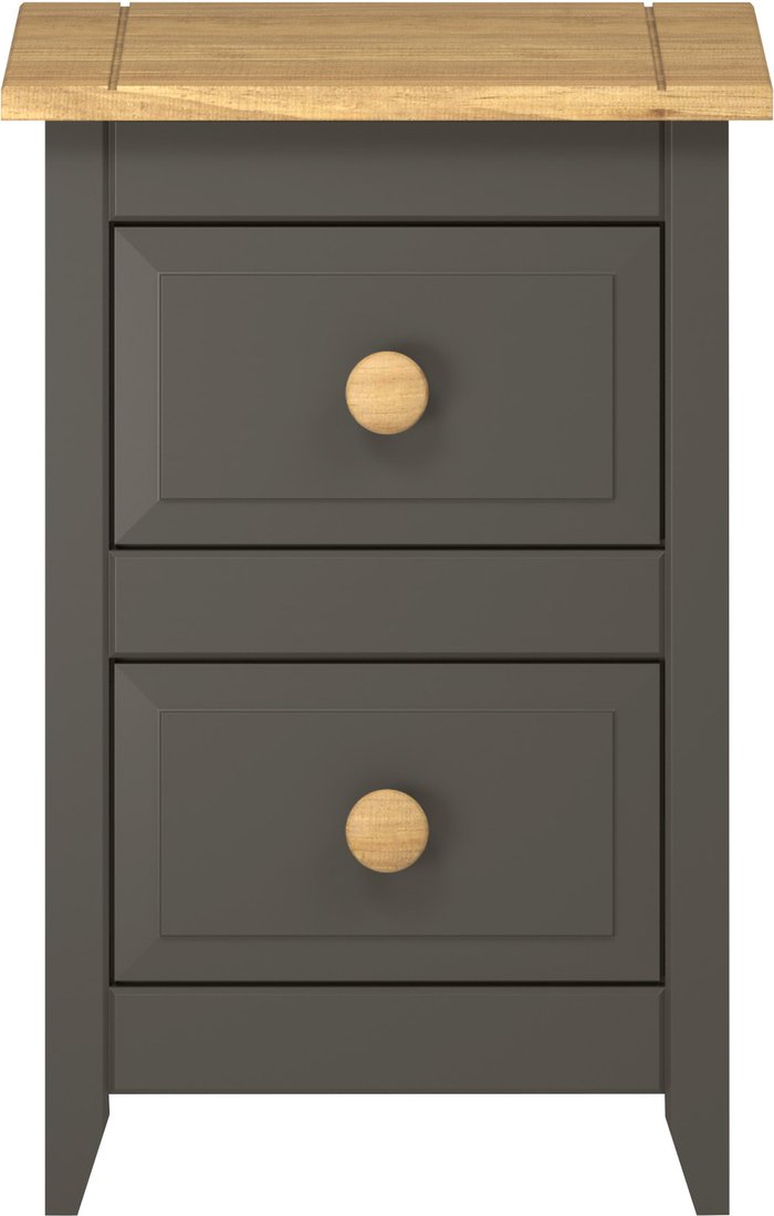 The Range | Core Products Ltd Capri Carbon 2 Drawer Petite Bedside Cabinet - Carbon Grey and Antique waxed pine Core Products Ltd Capri Carbon 2 Drawer Petite Bedside Cabinet - Carbon Grey and Antique waxed pine