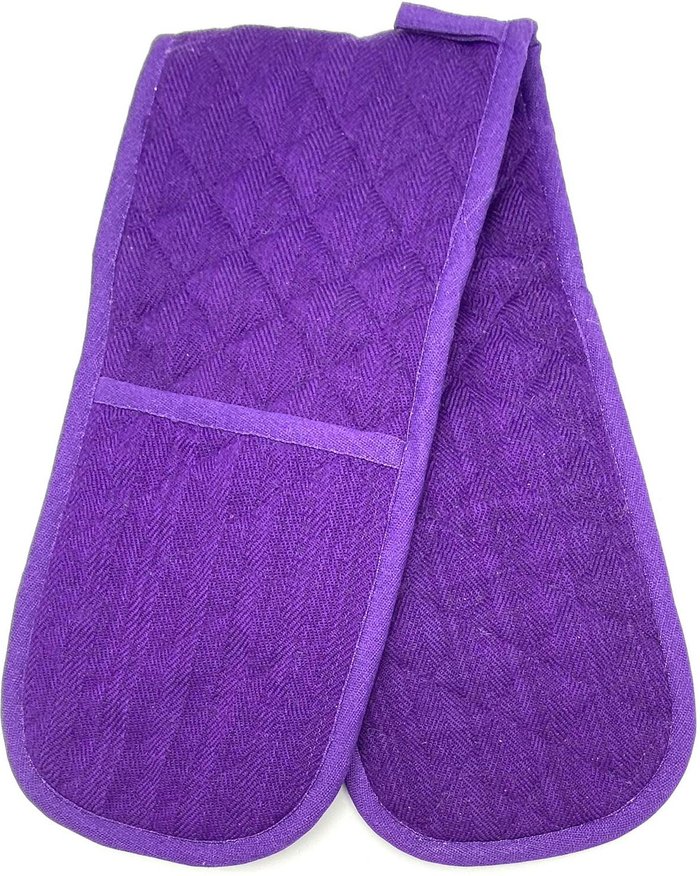 The Range | Heat Resistant Double Oven Gloves - Purple Plain Double Heat Resistant Double Oven Gloves - Purple Plain Double