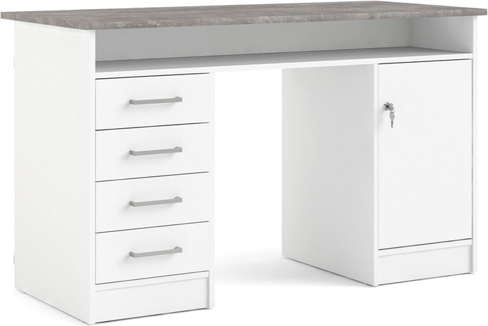 The Range | Furniture To Go Function Plus 4-Drawer 1-Door Desk - White Furniture To Go Function Plus 4-Drawer 1-Door Desk - White