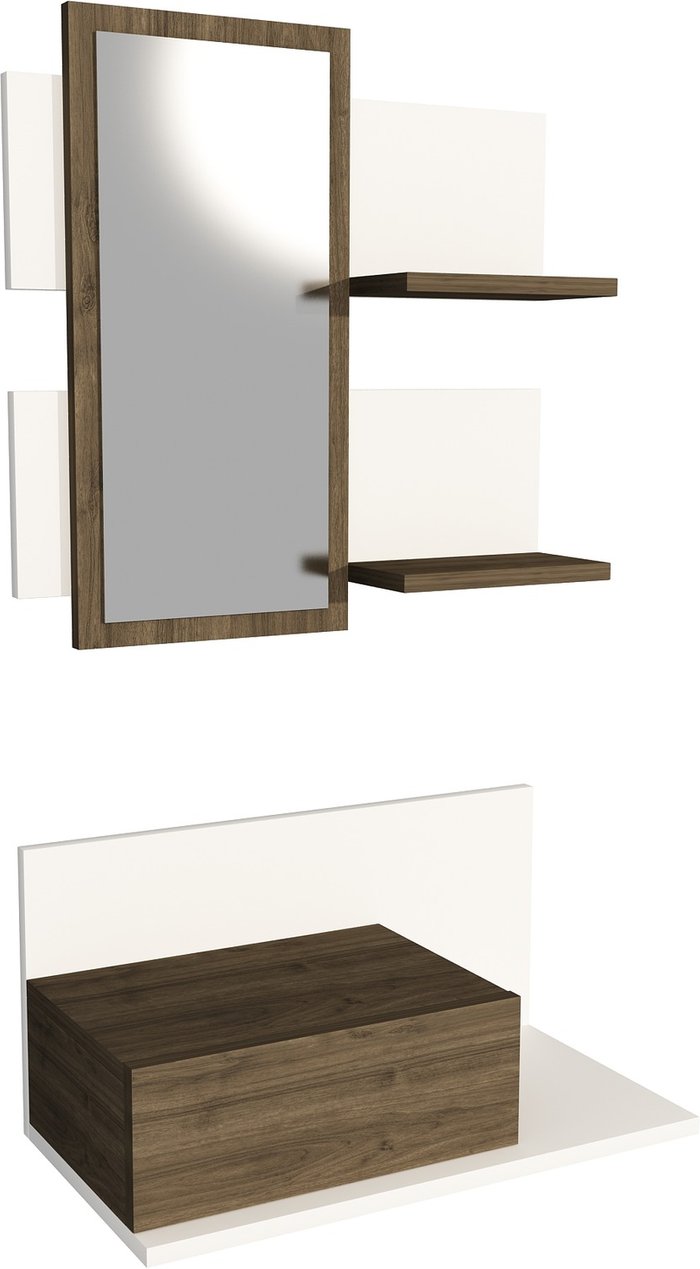 The Range | Destina Home Alloro Dresuar with Drawer and Mirror - White - Walnut Destina Home Alloro Dresuar with Drawer and Mirror - White - Walnut