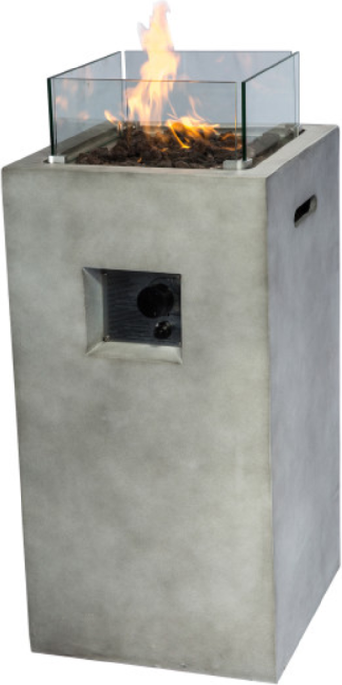 The Range | Teamson Home Column Outdoor Small Gas Fire Pit Heater with Screen - Grey Teamson Home Column Outdoor Small Gas Fire Pit Heater with Screen - Grey
