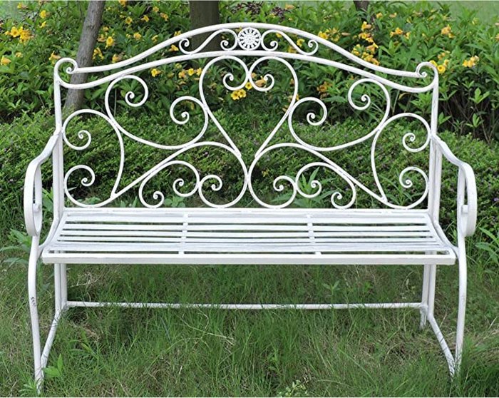 The Range | GlamHaus Foldable Shabby Chic Handmade Vintage (Florence) Garden Bench - White GlamHaus Foldable Shabby Chic Handmade Vintage (Florence) Garden Bench - White