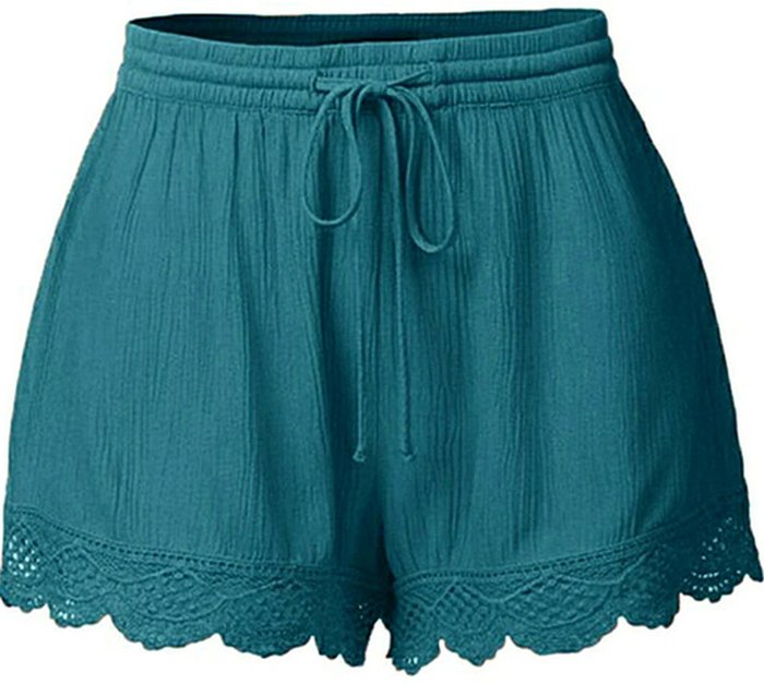 The Range | Laced Hem Summer Beach Casual Shorts - Blue / UK 12 L Laced Hem Summer Beach Casual Shorts - Blue / UK 12 L