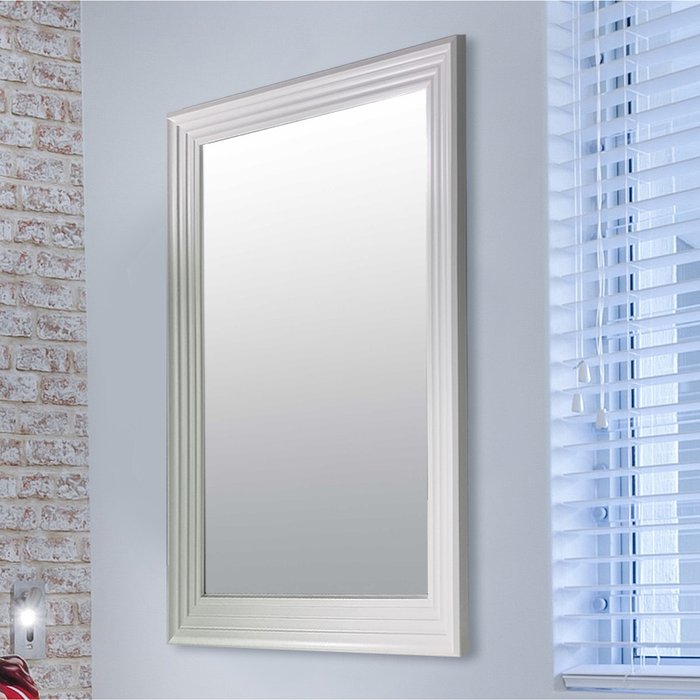 The Range | MirrorOutlet MirrorOutlet Modern Bright White layered Wall Mirror - White MirrorOutlet MirrorOutlet Modern Bright White layered Wall Mirror - White