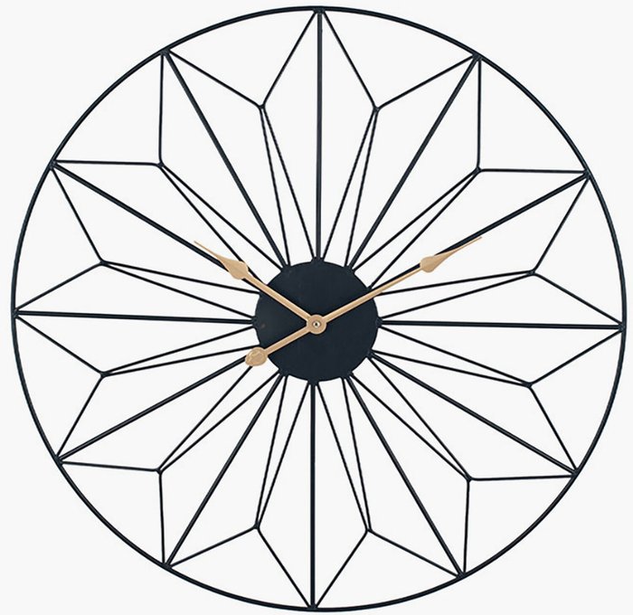 The Range | Celestial Celestial Black and Gold Metal Geo Design Round Wall Clock Celestial Celestial Black and Gold Metal Geo Design Round Wall Clock