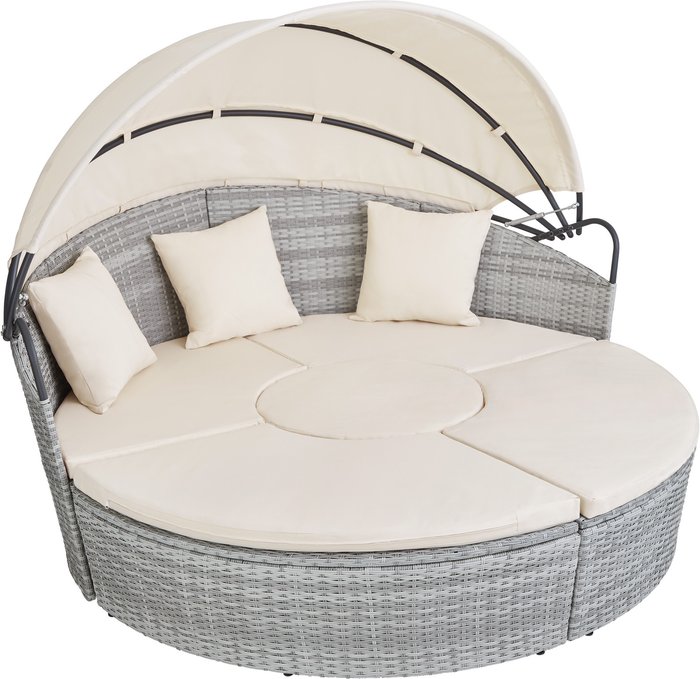 The Range | TECTAKE Tectake Santorini Rattan Sun Lounger Day Bed - Light Grey TECTAKE Tectake Santorini Rattan Sun Lounger Day Bed - Light Grey
