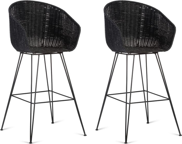 The Range | Desser Desser Porto Rattan Bar Stool Chair In Black Desser Desser Porto Rattan Bar Stool Chair In Black