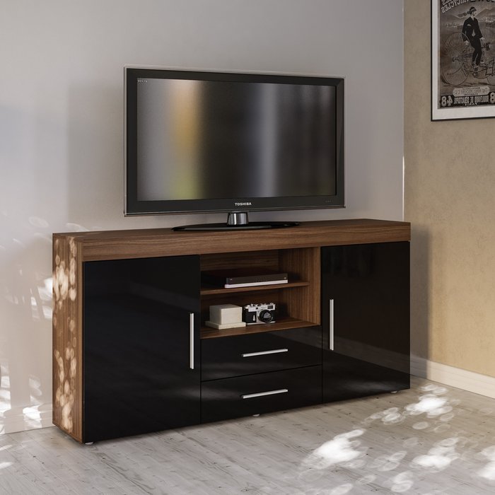 The Range | Birlea Birlea Edgeware 2 Door 2 Drawer Sideboard Walnut & Black Birlea Birlea Edgeware 2 Door 2 Drawer Sideboard Walnut & Black