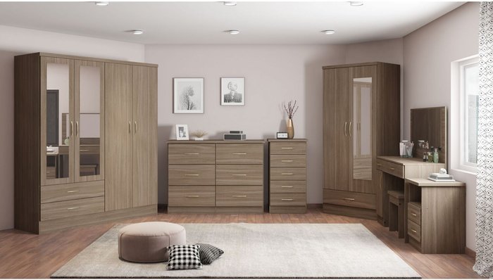 The Range | Seconique Nevada 4 Door 2 Drawer Wardrobe - Rustic Oak Seconique Nevada 4 Door 2 Drawer Wardrobe - Rustic Oak