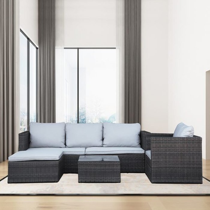 The Range | Bigzzia Modular Corner Rattan Sofa - Brown modular without cover / No Cover Bigzzia Modular Corner Rattan Sofa - Brown modular without cover / No Cover