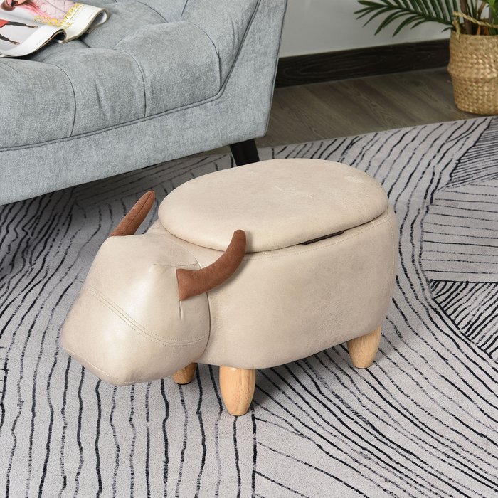The Range | HOMCOM Cute Buffalo Storage Stool Footrest - Ivory HOMCOM Cute Buffalo Storage Stool Footrest - Ivory