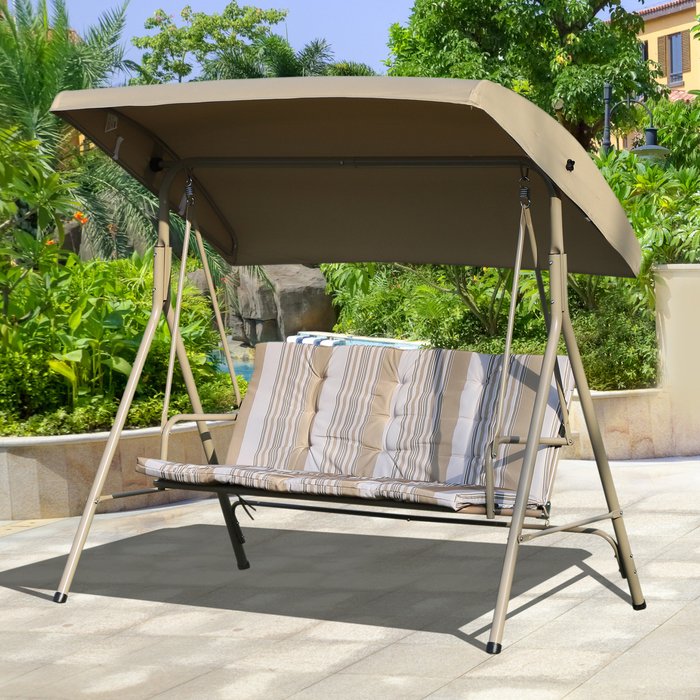 The Range | Outsunny 3 Seater Garden Swing Chair - Light Brown Outsunny 3 Seater Garden Swing Chair - Light Brown