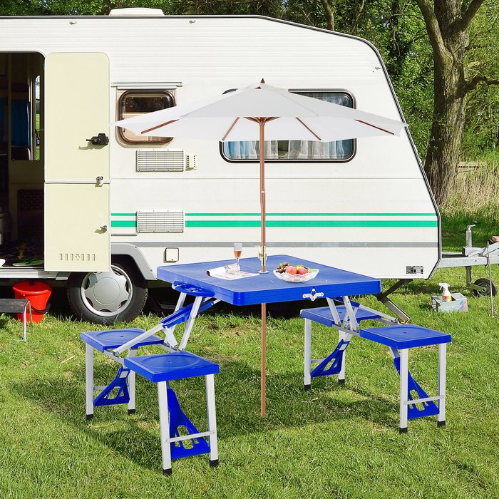 The Range | Outsunny Outsunny Picnic Table Chair Set 4 Seat Aluminium pp W/ 2.7cm Umbrella Hole Outsunny Outsunny Picnic Table Chair Set 4 Seat Aluminium pp W/ 2.7cm Umbrella Hole