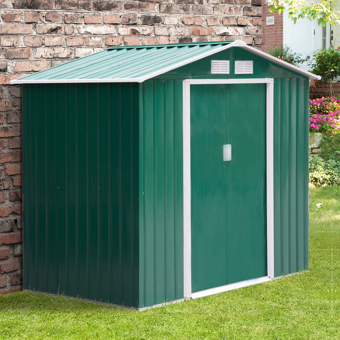 The Range | Outsunny Large Metal Storage Garden Shed - Green Outsunny Large Metal Storage Garden Shed - Green