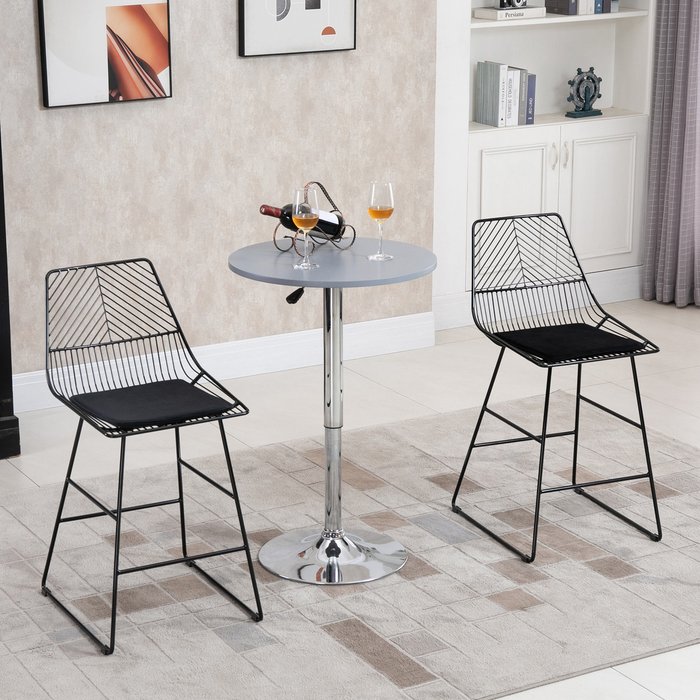 The Range | HOMCOM Modern Bar Stools Set of 2 - Black HOMCOM Modern Bar Stools Set of 2 - Black
