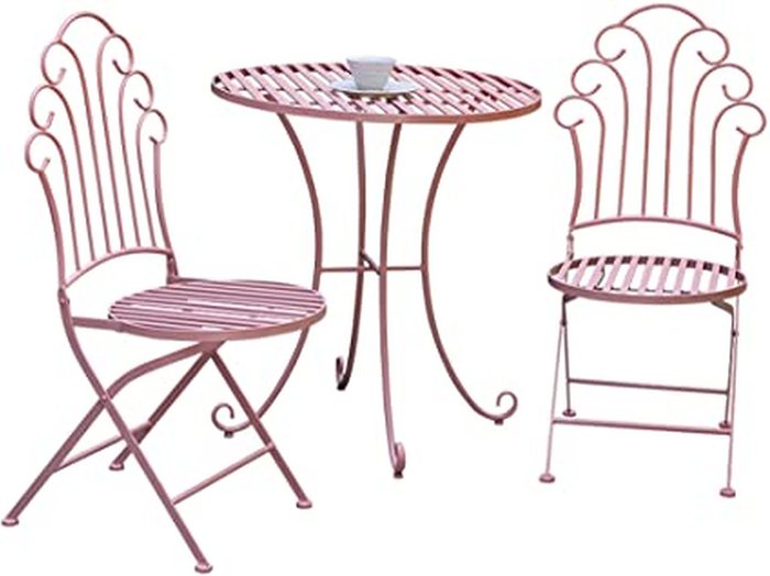 The Range | GlamHaus Glam Haus Foldable Patio Balcony Bistro Furniture - Sicily Pink - Pink GlamHaus Glam Haus Foldable Patio Balcony Bistro Furniture - Sicily Pink - Pink