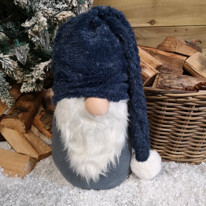 The Range | Samuel Alexander Festive Christmas Blue Gonk in Oversized Pom Pom Hat. - Blue and White Samuel Alexander Festive Christmas Blue Gonk in Oversized Pom Pom Hat. - Blue and White