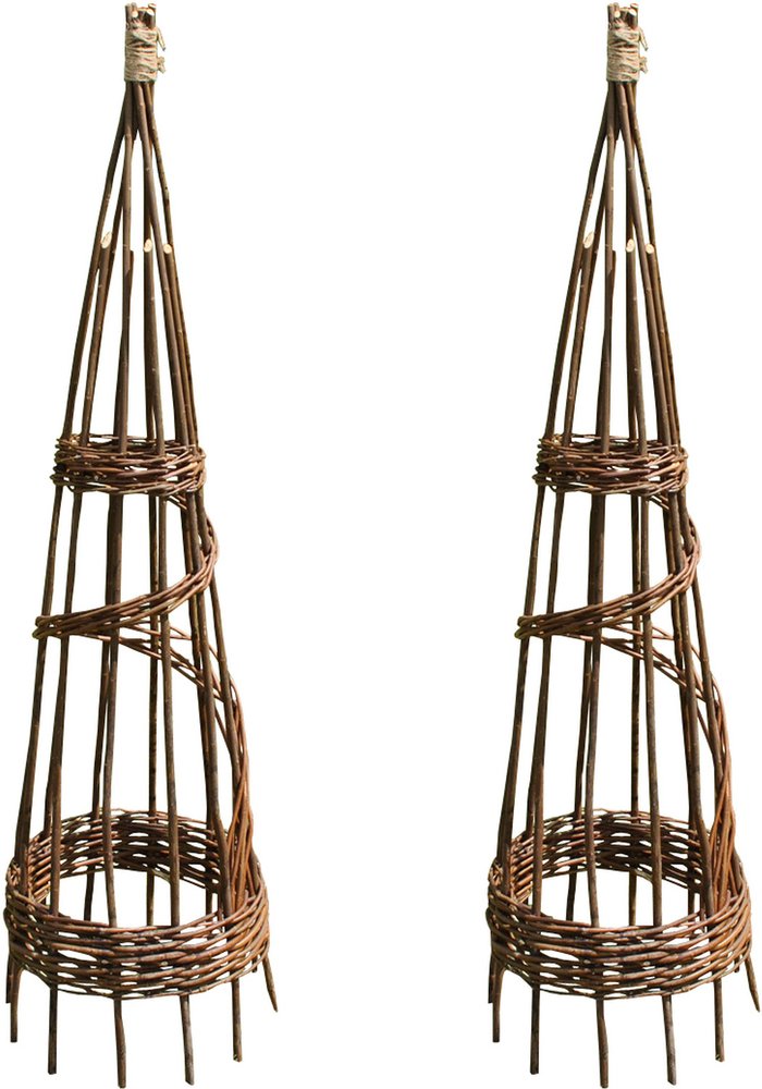 The Range | Selections 1.2m Spiral Willow Garden Obelisk - Brown / 2 Selections 1.2m Spiral Willow Garden Obelisk - Brown / 2
