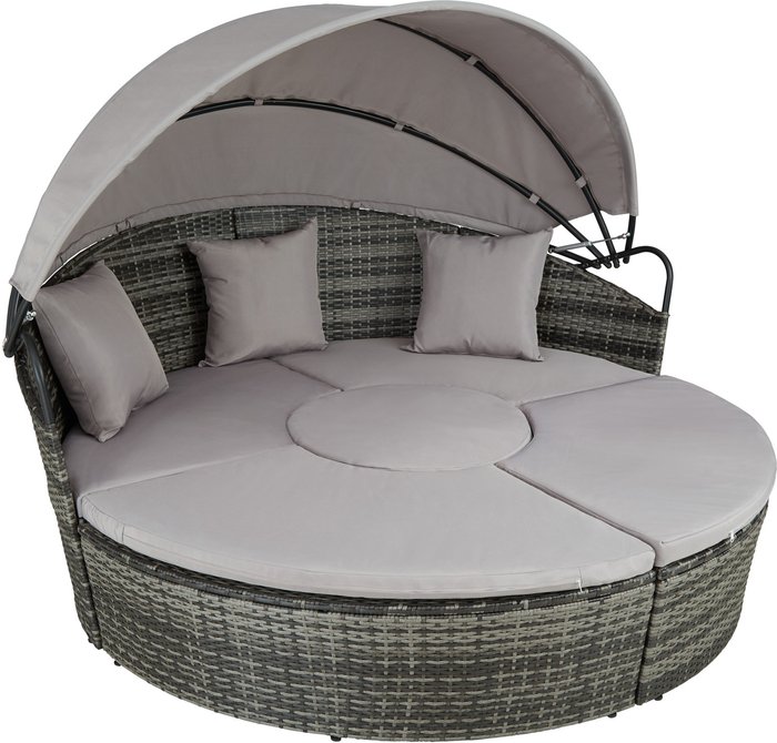 The Range | TECTAKE Tectake Santorini Rattan Sun Lounger Day Bed - Grey TECTAKE Tectake Santorini Rattan Sun Lounger Day Bed - Grey