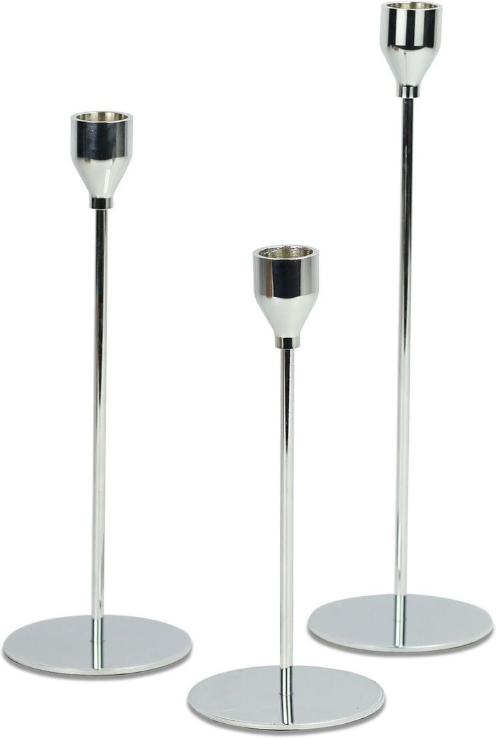The Range | Maison & White Tulip Candlesticks - Set of 3 Silver - Silver Maison & White Tulip Candlesticks - Set of 3 Silver - Silver