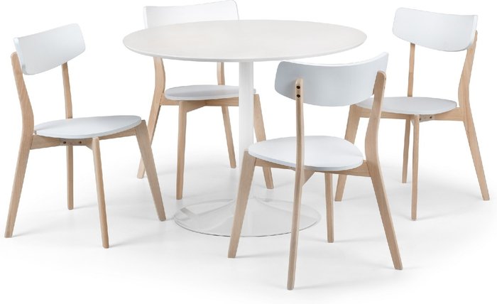 The Range | Julian Bowen Blanco White Round Table and 4 Casa Chairs Set - White Julian Bowen Blanco White Round Table and 4 Casa Chairs Set - White