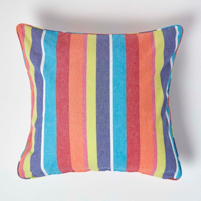 The Range | Homescapes Homescapes Cotton Multi Coloured Stripe Cushion Cover - Multi Colour Homescapes Homescapes Cotton Multi Coloured Stripe Cushion Cover - Multi Colour