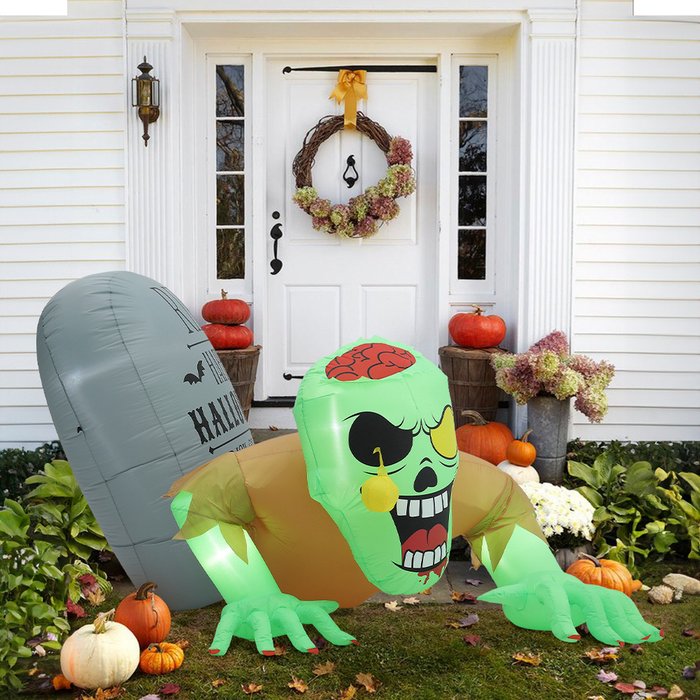 The Range | Livingandhome Halloween LED Inflatable Zombie Model (Air Blower Included) - Green Livingandhome Halloween LED Inflatable Zombie Model (Air Blower Included) - Green