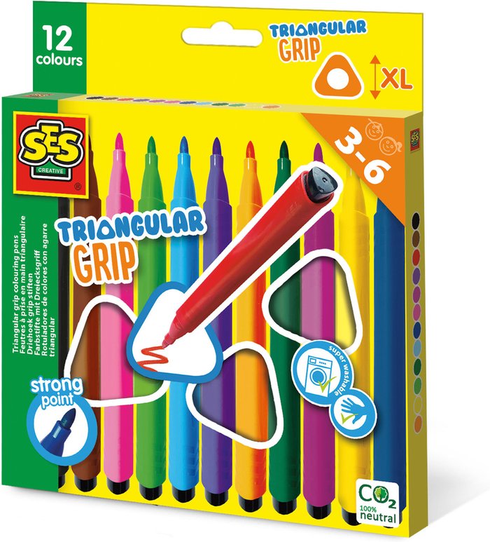 The Range | SES CREATIVE SES CREATIVE Triangular XL Grip Colouring Pens Set, 12 Colours - 14696 - Multi-colour SES CREATIVE SES CREATIVE Triangular XL Grip Colouring Pens Set, 12 Colours - 14696 - Multi-colour