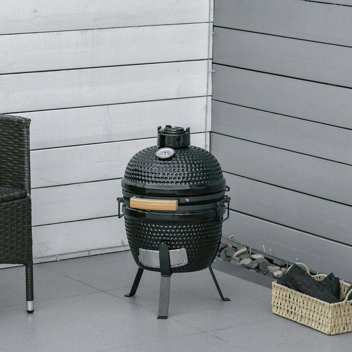 The Range | Outsunny Ceramic Kamado BBQ Grill Smoker Oven - Black Outsunny Ceramic Kamado BBQ Grill Smoker Oven - Black