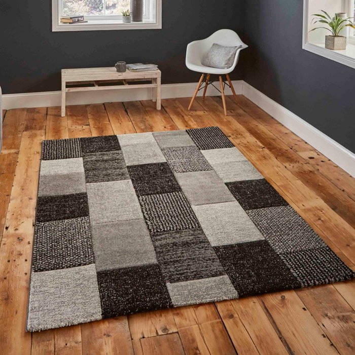 The Range | Dunelm Brooklyn 21830 Rug Black/Grey Dunelm Brooklyn 21830 Rug Black/Grey